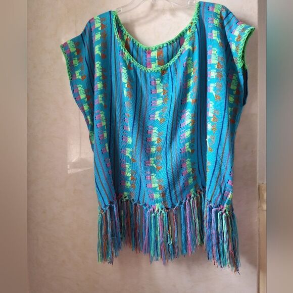 L BOHO tribal poncho animal design - Picture 2 of 6